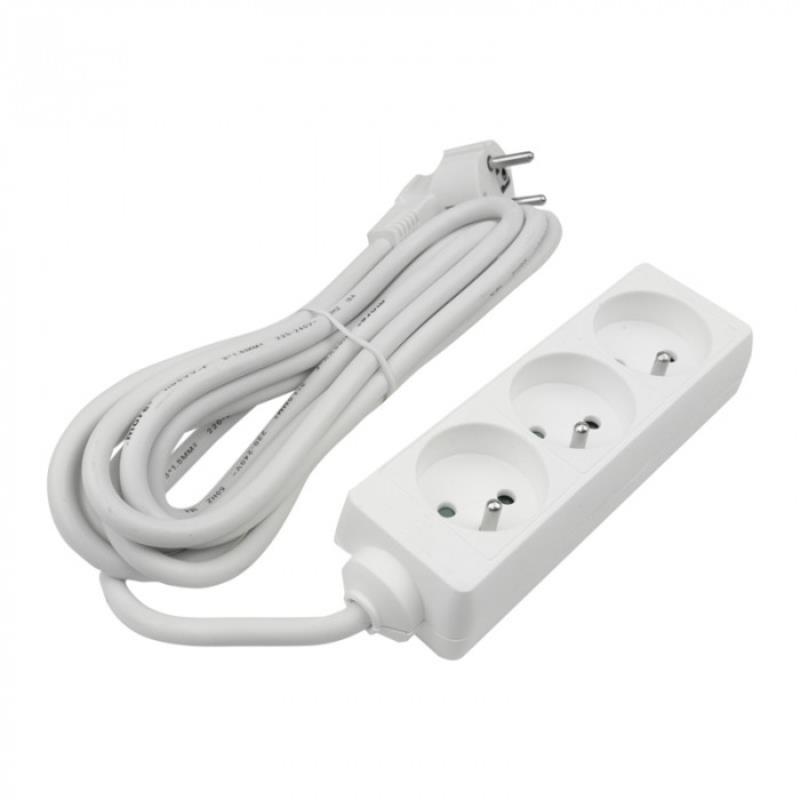 Przedłużacz 3 gniazda 3m z/u 3x1.5mm2 biały
