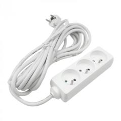 Przedłużacz 3 gniazda 5m z/u 3x1.5mm2 biały