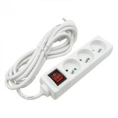 Przedłużacz 3 gniazda 3m z/u z wyłącznikiem biały