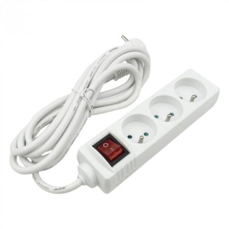 Przedłużacz 3 gniazda 3m z/u z wyłącznikiem biały