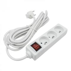 Przedłużacz 3 gniazda 5m z/u z wyłącznikiem biały