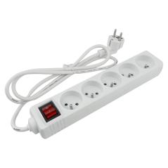Przedłużacz 5 gniazd 1.5m z/u z wyłącznikiem biały