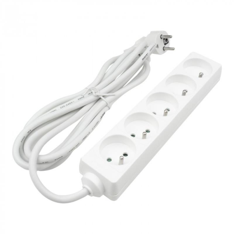 Przedłużacz 5 gniazd 3m z/u 3x1.5mm2 biały