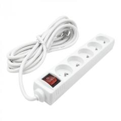 Przedłużacz 5 gniazd 5m z/u z wyłącznikiem biały