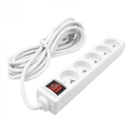 Przedłużacz 5 gniazd 5m z/u z wyłącznikiem biały