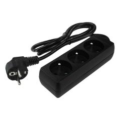 Przedłużacz 3 gniazda 1.5m z/u 3x1.0mm2 czarny