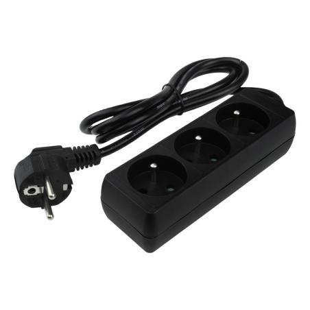 Przedłużacz 3 gniazda 1.5m z/u 3x1.0mm2 czarny