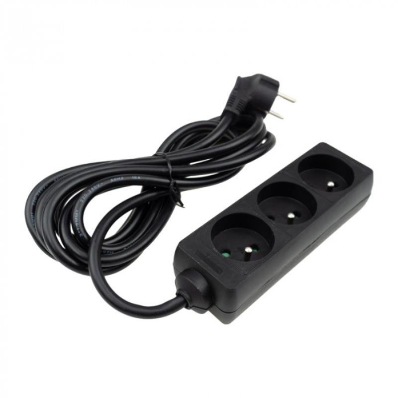 Przedłużacz 3 gniazda 3m z/u 3x1.5mm2 czarne