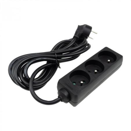 Przedłużacz 3 gniazda 3m z/u 3x1.5mm2 czarne