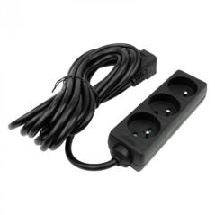 Przedłużacz 3 gniazda 5m z/u 3x1.5mm2 czarny