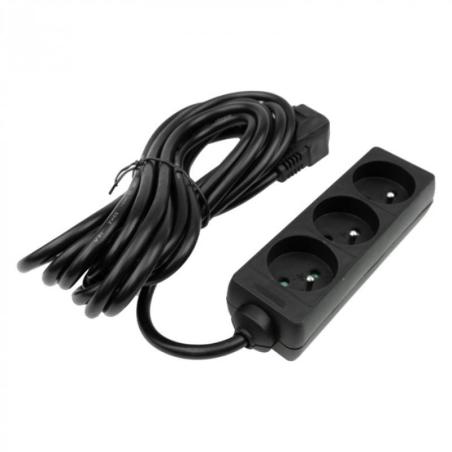 Przedłużacz 3 gniazda 5m z/u 3x1.5mm2 czarny