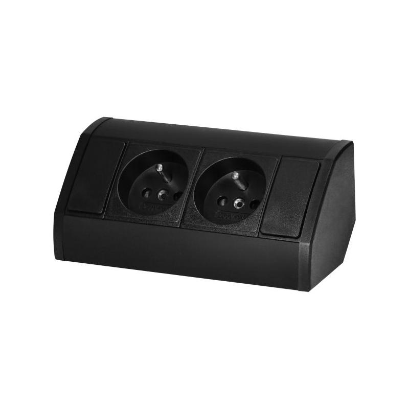 Gniazdo meblowe podszafkowe 2x230V - OR-GM-9005/B Gniazdo meblowe podszafkowe 2x230V - OR-GM-9005/B