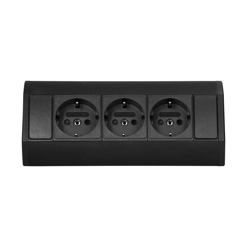 Gniazdo meblowe podszafkowe (Schuko) 3x250V OR-GM-9001(GS)/B Gniazdo meblowe podszafkowe (Schuko) 3x250V OR-GM-9001(GS)/B