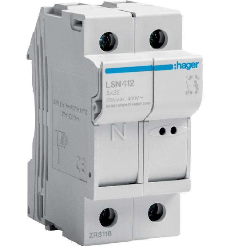 Modułowa podstawa bezpiecznikowa 1P+N 25A 500V LSN412 8.5x32