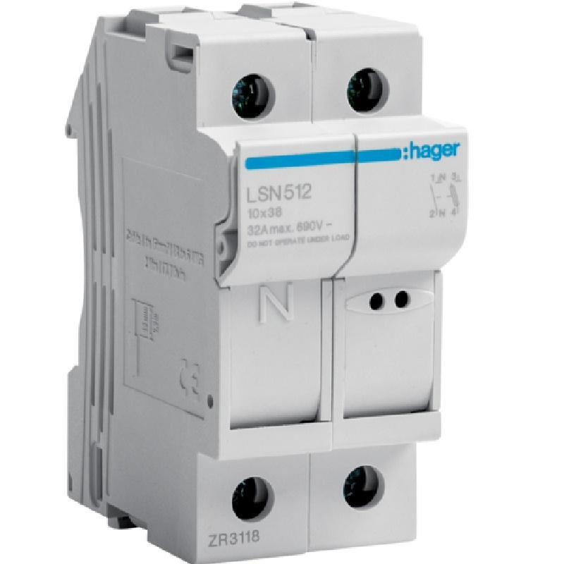 Modułowa podstawa bezpiecznikowa 1P+N 32A 690V LSN512 10x38