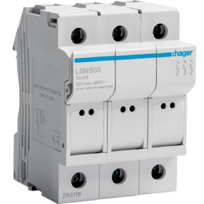 Modułowa podstawa bezpiecznikowa 3P 32A 690V LSN503 10x38