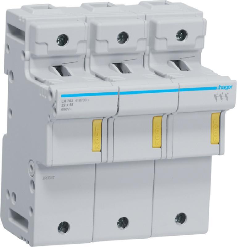 Modułowa podstawa bezpiecznikowa 3P 125A 690V LR703 22x58