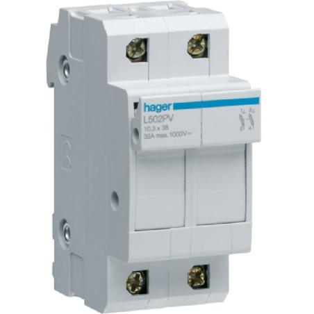 Modułowa podstawa bezpiecznikowa PV 2P 32A 1000V L502PV 10x38 Hager Polo