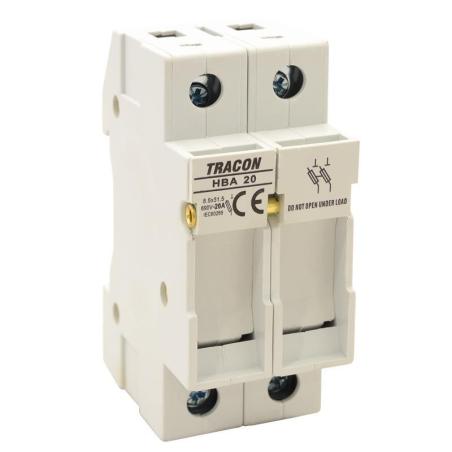 Modułowa podstawa bezpieczników cylindrycznych 20A 8x32 HBA-2P-20 Tracon Electric