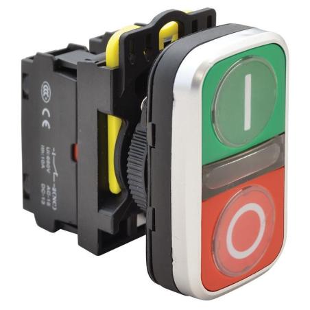 Przycisk podwójny Włącz-Wyłącz NYG3-DL1 LED 230V zielony + czerwony I-O