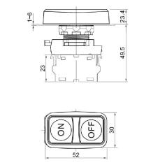 Przycisk podwójny Włącz-Wyłącz NYG3-DL1 LED 230V zielony + czerwony I-O