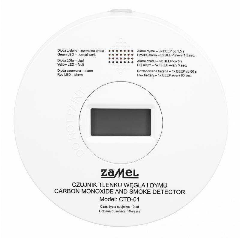 Czujnik tlenku węgla i dymu, z wbudowaną baterią CTD-01