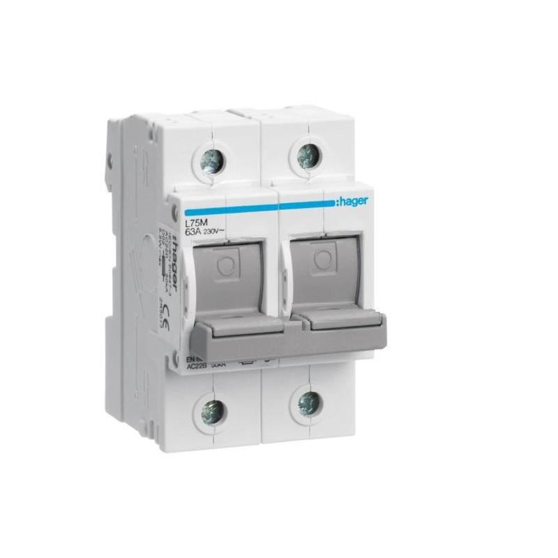 Rozłącznik bezpiecznikowy poziomy D02 2P 63A 400V L72M