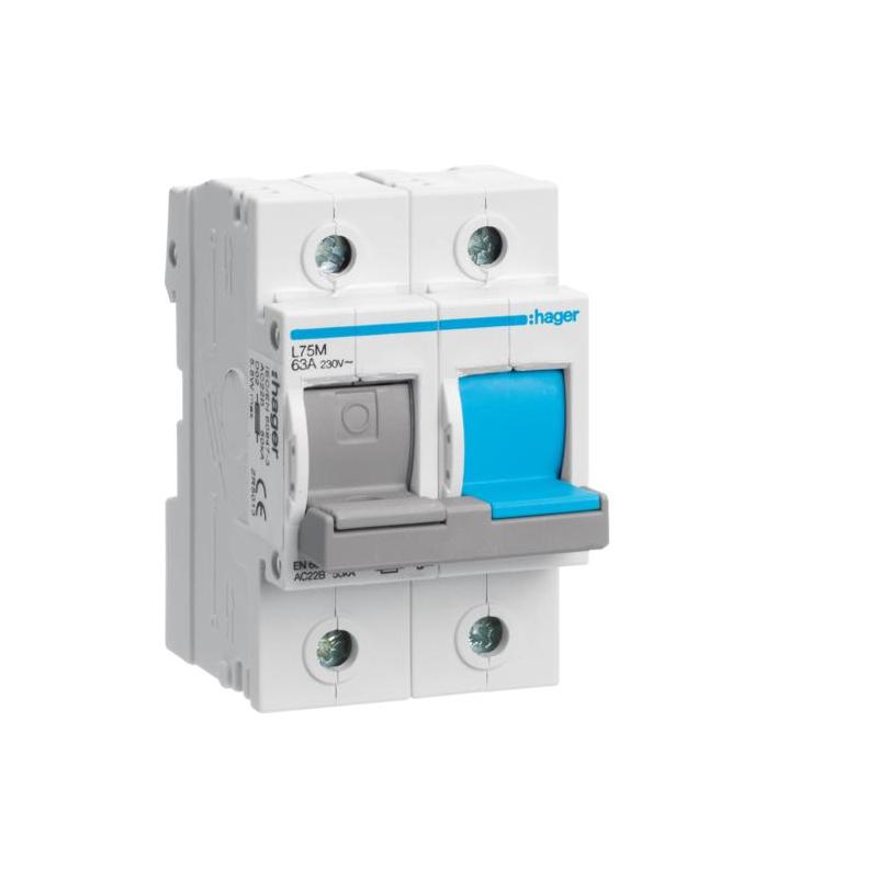 Rozłącznik bezpiecznikowy poziomy D02 1P+N 63A 400V L75M