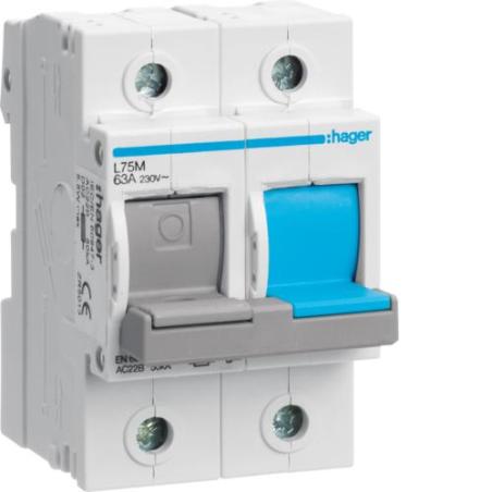 Rozłącznik bezpiecznikowy poziomy D02 1P+N 63A 400V L75M Hager Polo