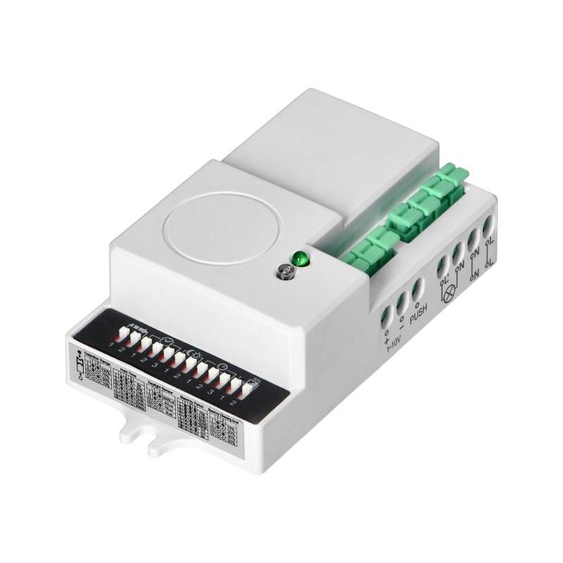 Mikrofalowy czujnik ruchu mini ze ściemniaczem, 360/180st. z regulacją zworkową, IP20, 1200W