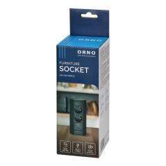 Gniazdo meblowe podszafkowe 2x2P+Z, 2xUSB (typ A+C 2,4A), czarne