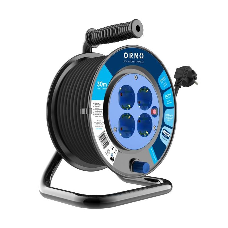 Przedłużacz bębnowy 4 gniazda 3x1,5 30m OR-AE-13301(GS)/30M Przedłużacz bębnowy 4 gniazda 3x1,5 30m OR-AE-13301(GS)/30M