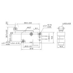 Wyłącznik krańcowy mikro z dźwignią i rolką KW3-55