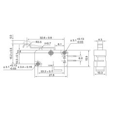 Wyłącznik krańcowy mikro z zakrzywioną dźwignią KW3-65