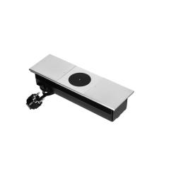 Gniazdo meblowe z przesuwną pokrywą, 2x2P+Z (French), ładowarka bezprzewodowa, srebrne