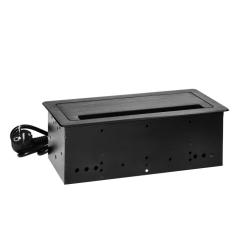 Gniazdo meblowe wpuszczane w blat  1,5m, 3x2P+Z (French) schuko, czarne