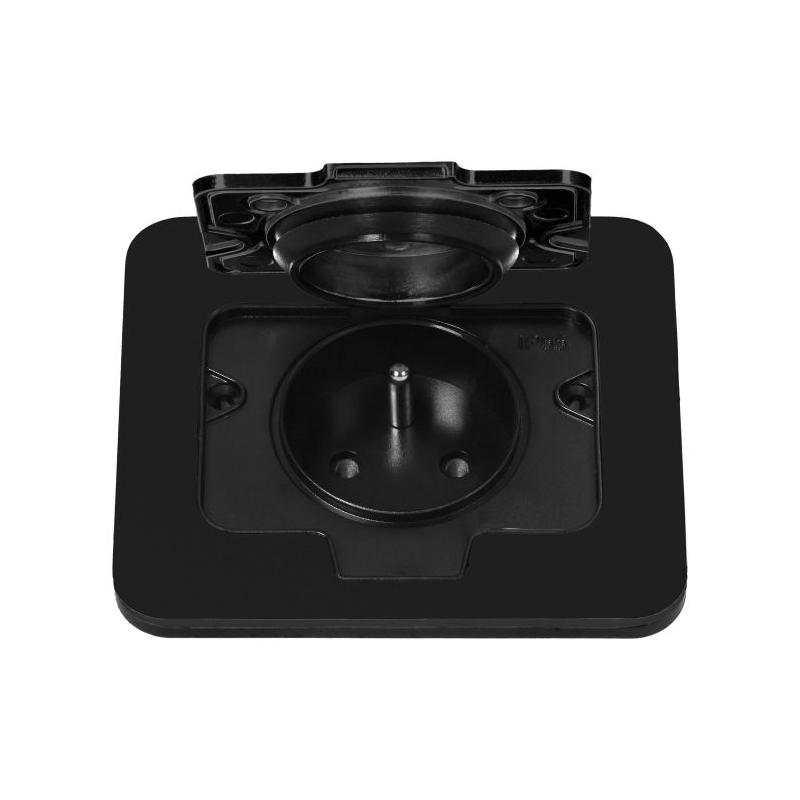 Hermetyczne gniazdo elektryczne prostokątne, IP55, czarne Hermetyczne gniazdo elektryczne prostokątne, IP55, czarne