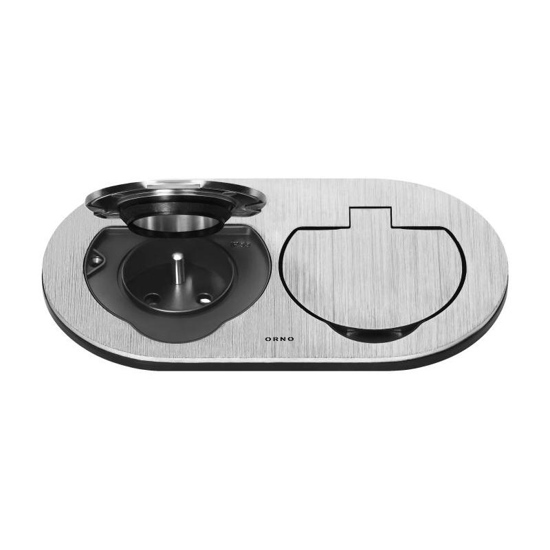 Hermetyczne gniazdo elektryczne podwójne, owalne, IP55, srebrne