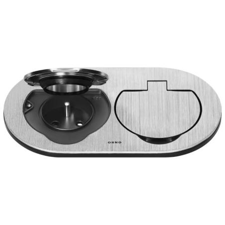 Hermetyczne gniazdo elektryczne podwójne, owalne, IP55, srebrne