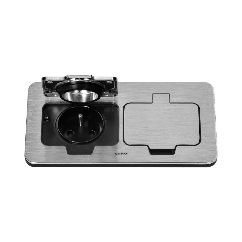 Hermetyczne gniazdo elektryczne podwójne, prostokątne, IP55, srebrne Hermetyczne gniazdo elektryczne podwójne, prostokątne, IP55, srebrne