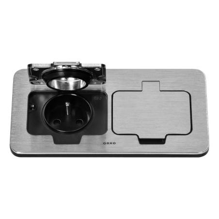 Hermetyczne gniazdo elektryczne podwójne, prostokątne, IP55, srebrne