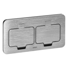 Hermetyczne gniazdo elektryczne podwójne, prostokątne, IP55, srebrne