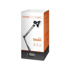 DEON, lampa biurkowa kreślarska stojąca E27, stalowa, czarna