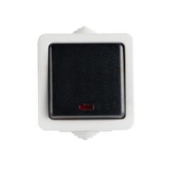 Kanlux Tekno szary - łącznik natynkowy jednobiegunowy LED podśw. IP54