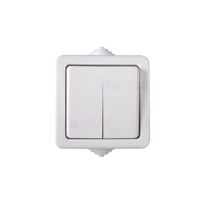 Kanlux Tekno biały - łącznik natynkowy świecznikowy IP54