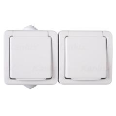 Kanlux Tekno biały - gniazdo natynkowe podwójne IP54