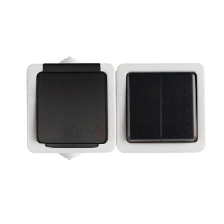 Kanlux Tekno szary - łącznik natynkowy świecznikowy i gniazdo natynkowe  IP54