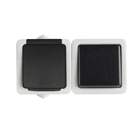 Kanlux Tekno szary - łącznik natynkowy jednobiegunowy i gniazdo natynkowe  IP54