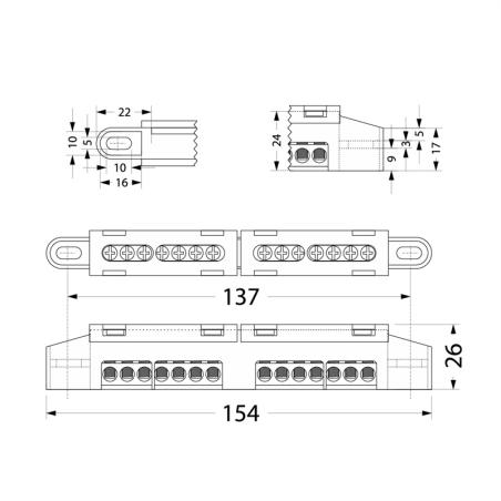 Listwa zaciskowa do rozdzielni N+PE LZ-6