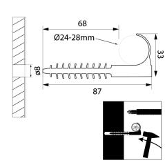 Uchwyt do rury i przewodu szybkiego montażu hakowy USMH-25 (25 szt.)